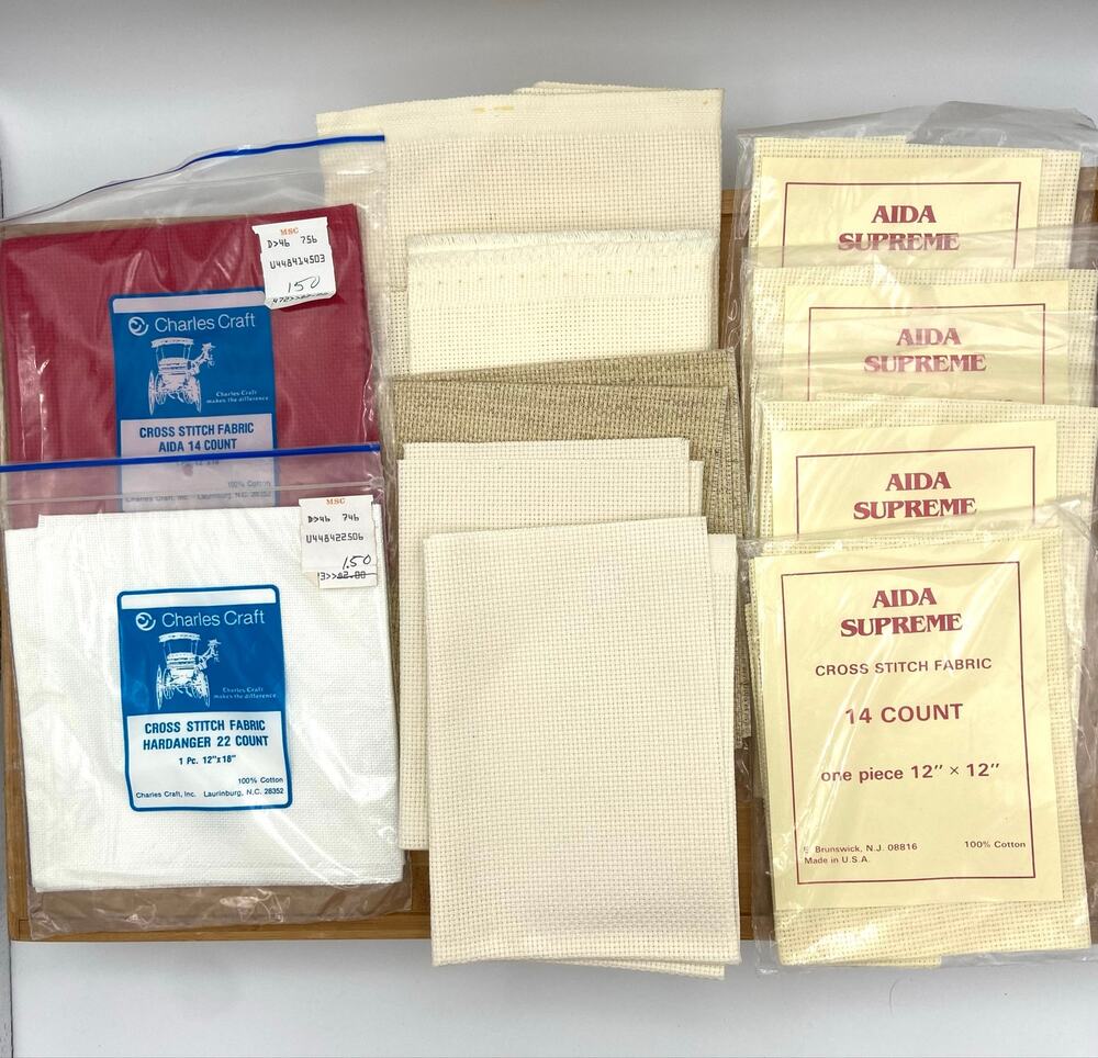 Cross Stitch Fabric Lot Aida Supreme Charles Craft Others 11 Pieces READ